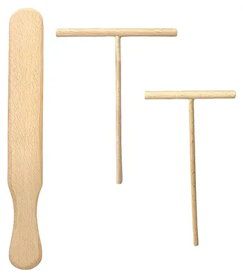 Produktbild von Crêpe-Spatel und -Wender aus Naturholz, 9 cm – 2-in-1 Pfannkuchenspatel zum Verteilen und Wenden von Crêpes.