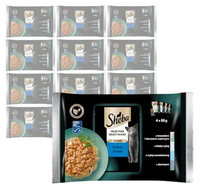 Zdjęcie produktu dla SHEBA Saszetka 13x340g Selection Sauce Smaki Rybne - Mokra Karma Dla Kotów W Sosie (z Białą Rybą, Łososiem, Dorszem, Tuńczykiem)
