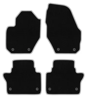 Produktbild von Fußmatten Automatten Velours Schwarz/Silber für Volvo S60 II 2010-2018 Set 4-tlg