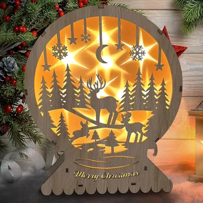 LED-Holz-Kerzendeko, warmweiß, 10 LEDs, 20,5x6,5x24 cm
