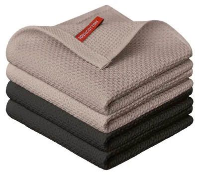 Küchentücher 4er-Pack 34x34 cm, 100% Baumwolle, saugfähig, waschbar