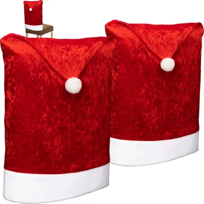 Produktbild von COM-FOUR® 2x Premium Stuhlhusse - Weihnachtsdekoration für Stühle - Schonbezüge im weihnachtlichen Design - Sitzmöbel-Überzüge - Stuhlbezug für Weihnachten - Stuhlabdeckung