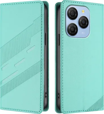 Produktbild von Hülle für Blackview Shark 9, Kunstleder Brieftaschen Handyhülle mit Kartenfach und Standfunktion Türkis