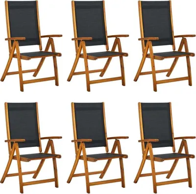 Image de The Living Store Chaises de jardin pliantes 6 pcs. Acacia massif et Textilène