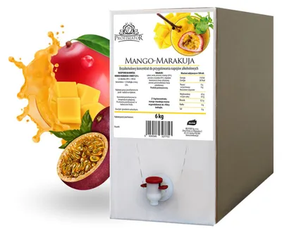 Produktbild von Cocktail Basis Mango Maracuja 6 kg Sirup Konzentrat alkoholfrei Drink Mixer Bag in Box mit Zapfhahn