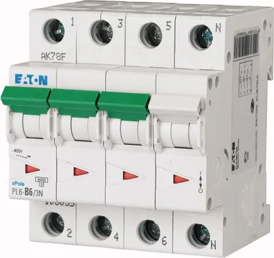 Produktbild von PL6-C4/3N Leitungsschutzschalter 6kA C4A 3P+N 106906 EATON