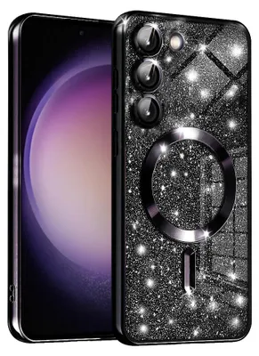 Produktbild von Techsuit Luxury Glitter Back Cover Hülle mit MagSafe für Samsung Galaxy S23 Plus - Schwarz