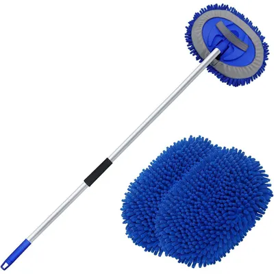 Productafbeelding van Autowasborstel met telescopische steel, 160 cm, 180° draaikop, blauw