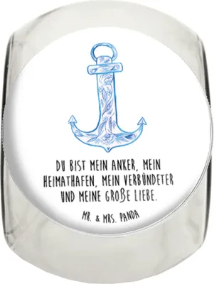 Produktbild von Mr. & Mrs. Panda Bonboniere Anker Blau XL 2000ml - Weiß - Geschenk, Tiermotive, schraubglas, Kaffeedose, Vorratsdose, Lebensmittelbehälter, Vorratsglas, glasbehälter