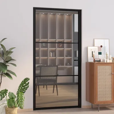 Produktbild von vidaXL Innentür 102,5x201,5 cm Schwarz ESG-Glas und Aluminium