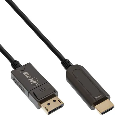 Obrázok produktu pre InLine® 17180D Prevodný kábel InLine® DisplayPort na HDMI AOC, 4K/60Hz, čierny, 25 m
