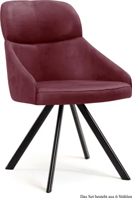 Produktbild von Esszimmerstuhl drehbar (6er-Set) Diann 52x82x63 Schwarz/Marsala