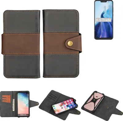 Produktbild von K-S-Trade Handyhülle Schutzhülle Hülle Bookstyle Wallet-Case kompatibel mit Cubot C20 Bumper Rundumschutz schwarz-braun 1x