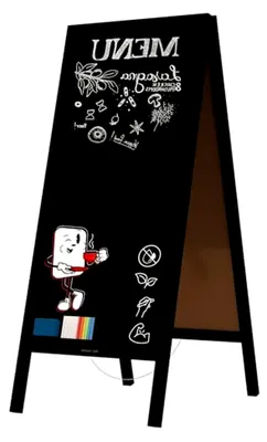 Produktbild von Kundenstopper mit schwarzem Holzrahmen 150×61 cm