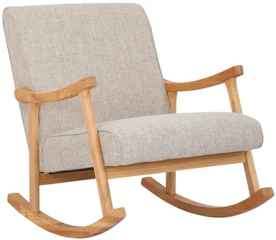 Produktbild von CLP Schaukelstuhl Morelia Stoff mit Holzgestell creme