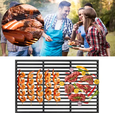 Obrázok produktu pre LZQ Pevný liatinový grilovací rošt 54 x 34 cm Smaltovaná liatinová mriežka, príslušenstvo na grilovanie, plynový gril, gril na drevené uhlie a iné