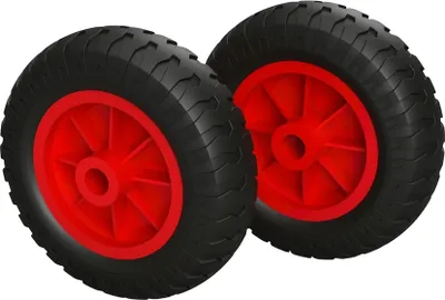 Immagine prodotto di 2 x Ruota in poliuretano Ø 160 mm cuscinetto a strisciamento compressore rotolo a prova di foratura, nero/rosso