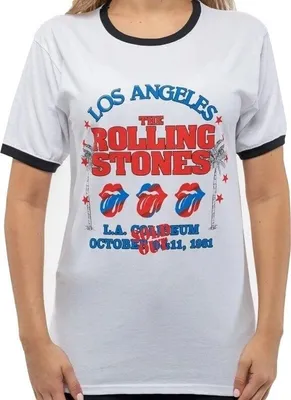 Produktbild von The Rolling Stones American LA Tour (Ringer) T-Shirt mit kurzen Ärmeln White M