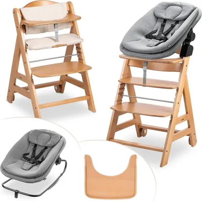 Produktbild von Kinderstuhl aus Holz - Babystuhl - Gemeinsames Essen - Ab Geburt - 58 x 48 x 79 cm - Natürliches Holz