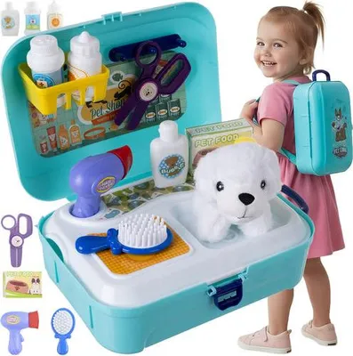Produktbild von Hundepflegespielzeug-Set mit Zubehör im Rucksack