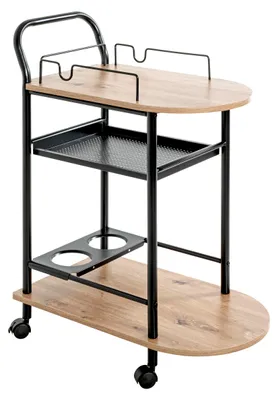 Produktbild von HAKU Servierwagen Küchenwagen Eiche hell, schwarz  - MDF, Metall, B/H/T: 65x83x35 cm