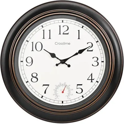 Produktbild von 45 cm große Outdoor-Uhr, wasserdicht mit Thermometer – Retro-Bronze-Gartenuhr für den Außenbereich, Terrasse, Pool und Veranda, Wanddekoration