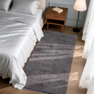 Image de Omgoods - Tapis à poils courts et moelleux, idéal pour le salon ou la chambre (80 x 150 cm, gris foncé)