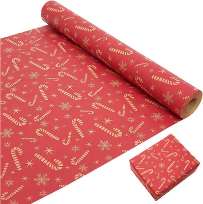 Obrázok produktu pre Vianočný baliaci papier 43 cm x 20 m kraftový papier s potlačou hviezdičiek snehových vločiek