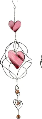 Produktbild von Dekohänger HEARTS SPIRALE mit Herzen Tiffany Optik L. 58cm rot silber Formano
