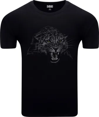 Produktbild von Diarbo Herren T-Shirt mit Aufdruck Wildtierporträts Leopardenkopf Schwarz Gr.XS