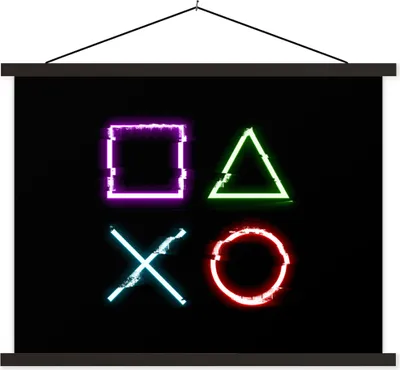 Produktbild von MuchoWow® Textilposter Spiel - Controller - Tasten 120x90 cm mit schwarzem Rahmen - Aufhänger für Poster