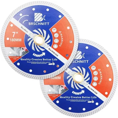 Obrázok produktu pre Diamantové rezacie kotúče 180 mm, typ Turbo, 2 kusy, vhodné na betón, žulu, mramor, železobetón