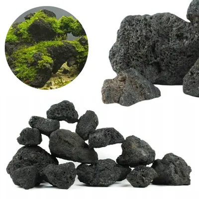 Produktbild von Aquarium Steine Lava Vulkangestein Schwarz 10 kg, Naturstein Dekoration für Aquascaping und Verstecke für Fische