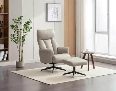 Produktbild von Gepolsteter Relaxsessel mit Hocker, - Beige