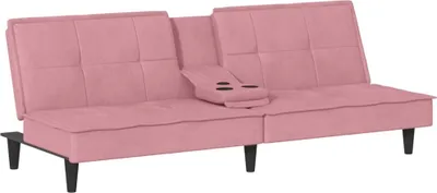 Immagine prodotto di Divano Letto con Portabicchieri in Velluto Rosa
