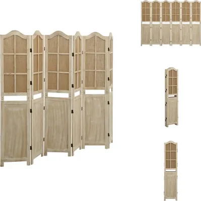 Zdjęcie produktu dla vidaXL 6-częściowy rozdzielacz do pokoju brązowy 214x165 cm tkanina - Rozdzielacz do pokoju