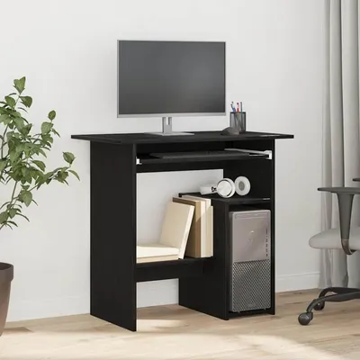 Produktbild von Eleganter Schreibtisch in Schwarz mit Eichen-Optik - Holzwerkstoff 80x45x74 cm für Büro oder Zuhause