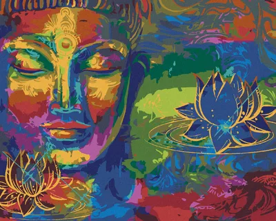 Produktbild von Diamondi - Diamond painting - REGENBOGEN BUDDHA, 40X50 cm, mit Keilrahmen (bereits gespannt)