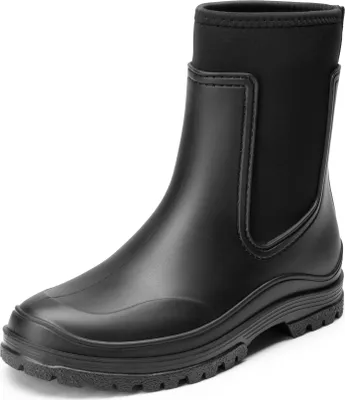 Produktbild von DREAM PAIRS Wasserdicht Regenstiefel Damen Bequem Gummistiefel Halbhoch Chelsea Boots mit Rutschfest Sohle,Farbe: Schwarz, Größe: 40