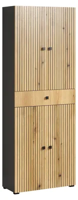 Imagen del producto de Armario alto en color antracita y madera de roble, con dimensiones de 70 cm de ancho por 186 cm de alto