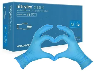 Produktbild von Mercator Nitrylex Classic Blue Nitrilhandschuhe Größe M 100 Stück