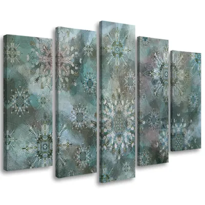 Produktbild von 5-teiliges leinwandbild sternmosaik 100x70 cm Feeby türkis wandbild bereit zum aufhängen