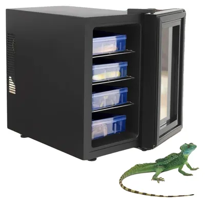 Zdjęcie produktu dla Inkubator do jaj gadów, pojemność 23 litry, zakres temperatur 10-40°C, napięcie 220V-240V, moc 55W, poziom hałasu 32dB