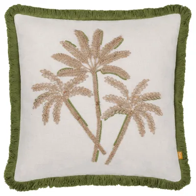 Kissen 45x45 cm, Polyester, Grün, Blattmuster, gesteppt