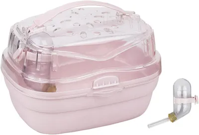 Produktbild von Transportbox für Hamster, Kunststoff, mit Wasserflasche und Tragetasche, 30x20x20 cm, für kleine Tiere