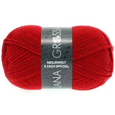 Obrázek produktu pro Lana Grossa MEILENWEIT 150 g UNI 6vrstvá ponožková vlna ideální volba pro teplé a odolné ponožky 390 m barva 8966 - červená