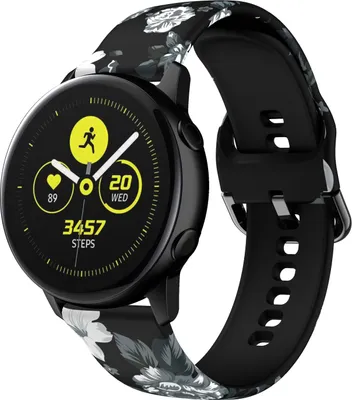 Obrázek produktu pro Řemínek 20 mm pro Samsung Galaxy Watch 42 mm/3/4/5/Huawei Watch 2 Nokia Steel LG Watch Sport Design FLOWERS BLACK WHITE