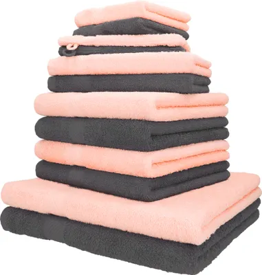Produktbild von Betz 12er Handtuch-Set PALERMO 100% Baumwolle  Farbe: apricot und anthrazit