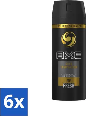 Image de Ax – Déodorant spray pour le corps – 48 heures de fraîcheur – Gold Temptation – 150 ml - Pack économique - 6 pièces