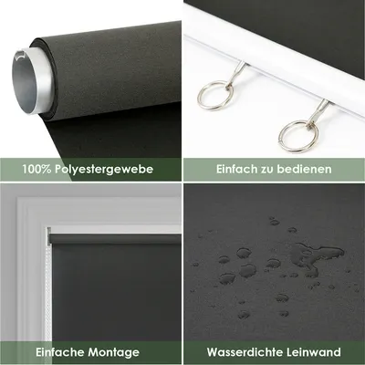 Produktbild von Jiubiaz Außenrollo Senkrechtmarkise Balkonrollo Sichtschutz Sonnenschutz Rollo 140 x 140cm Outdoorrollo für Fenster & Türen, Anthrazit